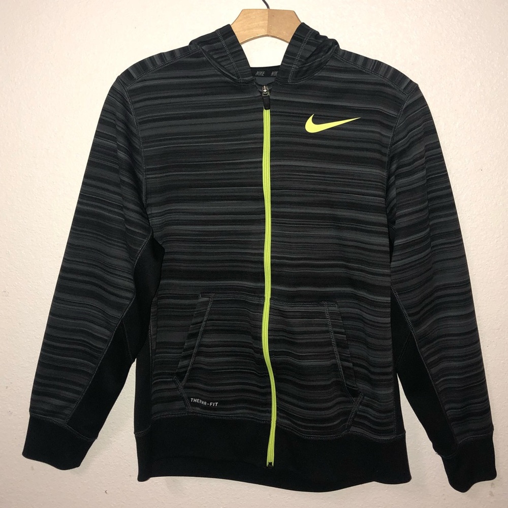 NIKE DRI-FIT BLACK, GREY, YELLOW FULL ZIP HOODIE